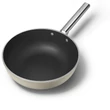 SMEG WOK SERPENYŐ, 30 cm, rozsdamentes acél fogantyú, matt bézs