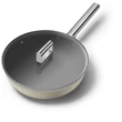 SMEG WOK SERPENYŐ, 30 cm, rozsdamentes acél fogantyú, matt bézs