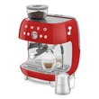 SMEG ŐRLŐVEL KOMBINÁLT ESPRESSO KÁVÉFŐZŐ, retro, piros