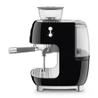 SMEG ŐRLŐVEL KOMBINÁLT ESPRESSO KÁVÉFŐZŐ, retro, fekete