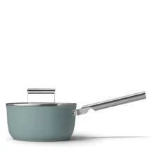 SMEG SZÓSZOS EDÉNY, 20 cm, edzett üveg fedő, rozsdamentes acél fogantyú, matt smaragdzöld