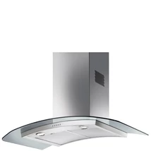 OUTLET - SMEG KÜRTŐS PÁRAELSZÍVÓ, 90 cm, 4 fokozat, elektronikus szabályozó, LED, szálcsiszolt rozsdamentes acél/ üveg