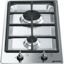 SMEG DOMINO GÁZ FŐZŐLAP, Classic , 31 cm, ultra-lapos forma,2égő, szálcsisz.rm.acél, Classic és Linea gombok