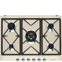 SMEG GÁZ FŐZŐLAP, Victoria design, 70 cm, 5 gázégő, bézs