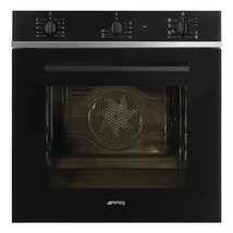 SMEG HŐLÉGKEVERÉSES SÜTŐ, Selezione design, 60 cm, analóg, fekete üveg, fekete gombok