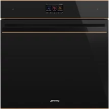 SMEG PIROLITIKUS HŐLÉGKEVERÉSES SÜTŐ, Dolce Stil Novo design, Galileo, 60 cm, TFT, fekete üveg, réz dísz