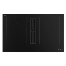 SMEG PÁRAELSZÍVÓVAL INTEGRÁLT INDUKCIÓS FŐZŐLAP, Classica design, 83x52 cm, design rács, matt fekete üveg