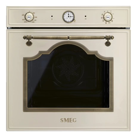SMEG PIROLITIKUS HŐLÉGKEVERÉSES SÜTŐ, Cortina design, 60 cm, analóg, bézs